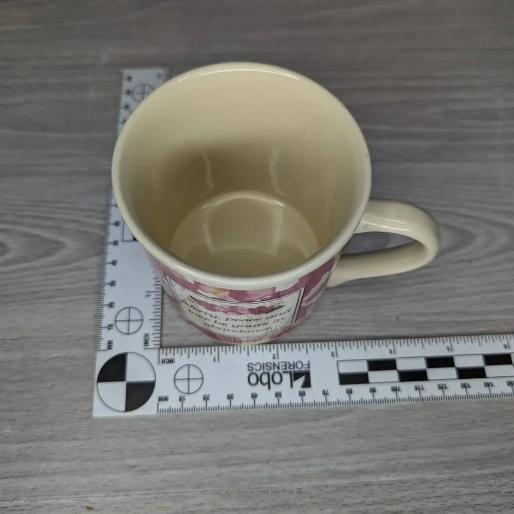 Vintage Zondervan Stoneware Pink & Cream Coffee Tee Mug w/ Bible Verse Jude 2